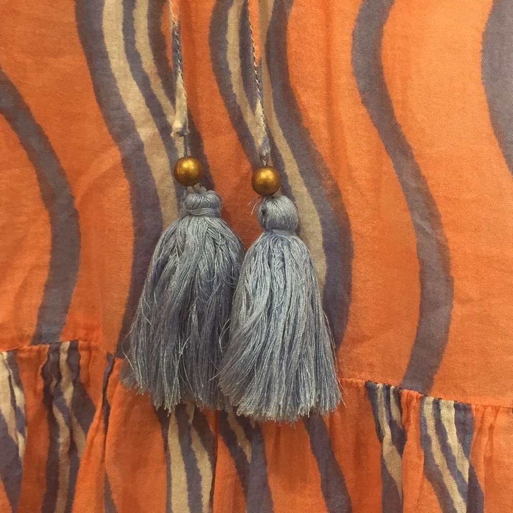 Oliphant orange & blue tiered tassel dress - Picture 7 of 7